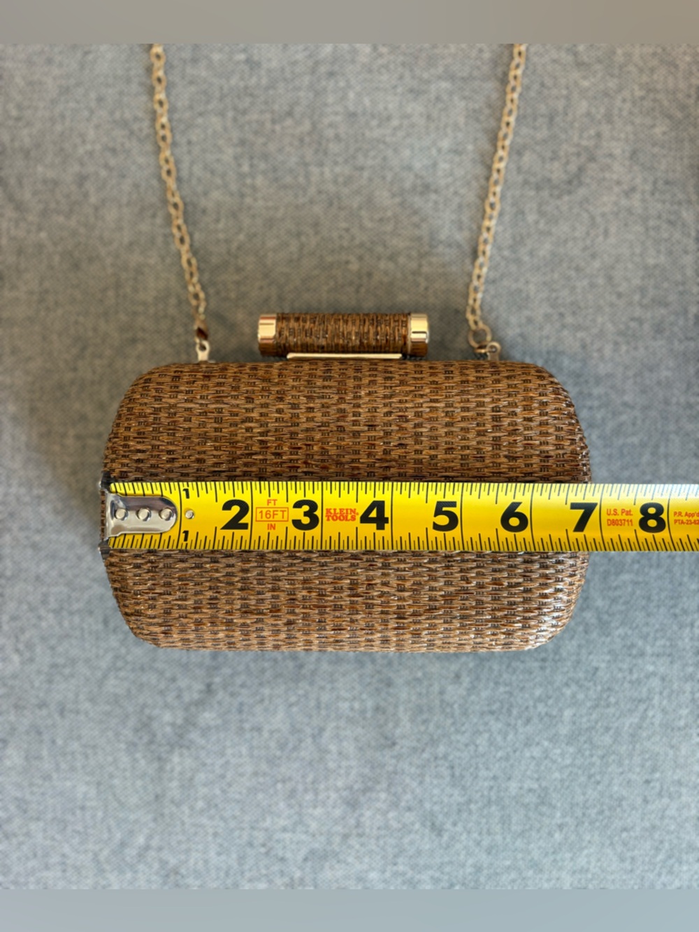 Woven Clutch Crossbody Purse Party Summer Beach Vacation Festival Bag Gold Chain - Picture 12 of 15